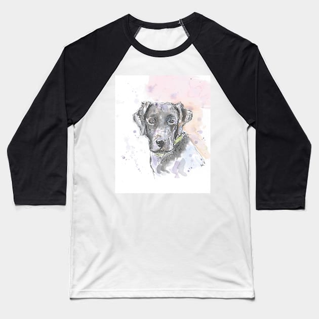 Black Labrador portrait. Baseball T-Shirt by DebTheZeb